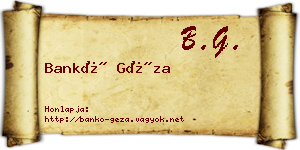 Bankó Géza névjegykártya
