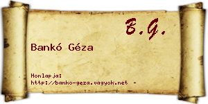 Bankó Géza névjegykártya