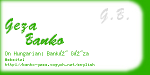 geza banko business card